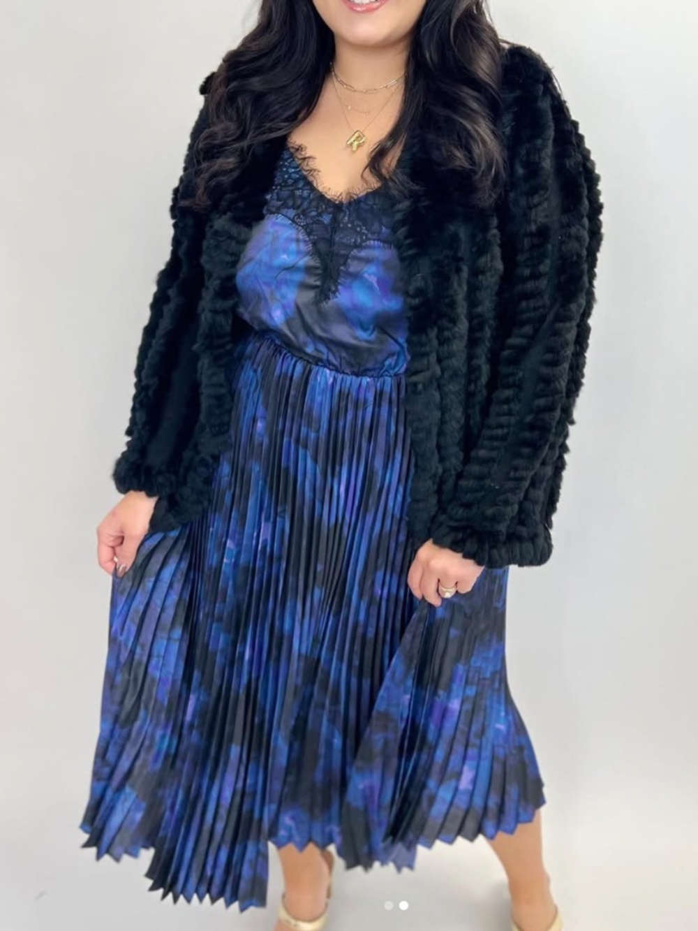 STEVE MADDEN - BLUE LACE FLORAL MIDI DRESS - SIZE L - WORN ONCE